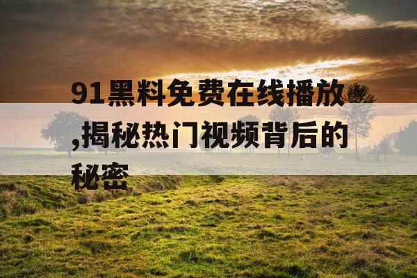 91黑料免费在线播放,揭秘热门视频背后的秘密