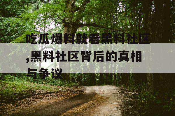 吃瓜爆料就看黑料社区,黑料社区背后的真相与争议