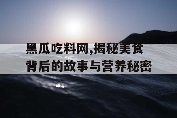 黑瓜吃料网,揭秘美食背后的故事与营养秘密