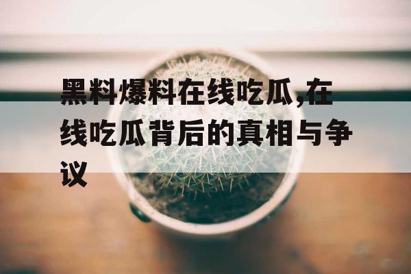 黑料爆料在线吃瓜,在线吃瓜背后的真相与争议