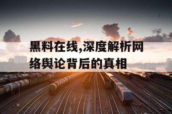 黑料在线,深度解析网络舆论背后的真相