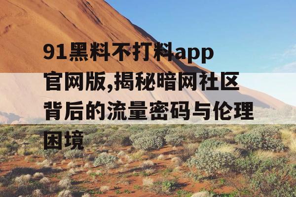 91黑料不打料app官网版,揭秘暗网社区背后的流量密码与伦理困境