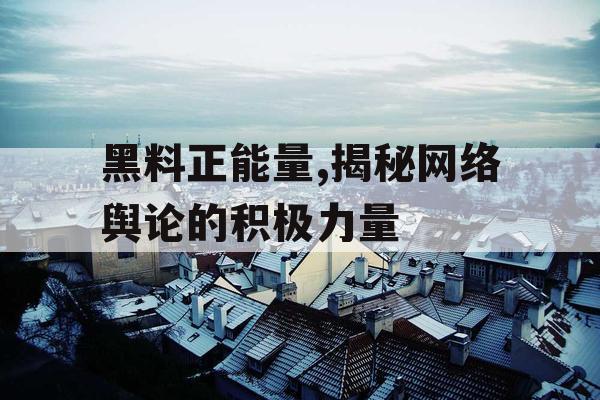 黑料正能量,揭秘网络舆论的积极力量