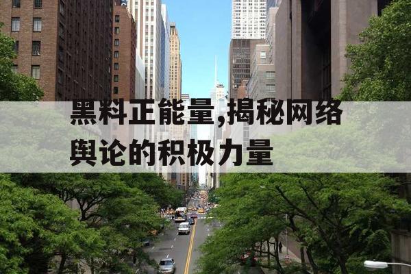 黑料正能量,揭秘网络舆论的积极力量