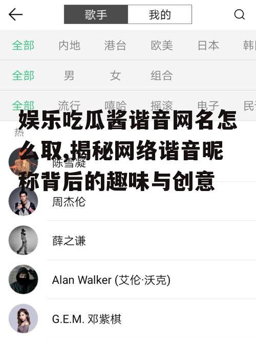 娱乐吃瓜酱谐音网名怎么取,揭秘网络谐音昵称背后的趣味与创意