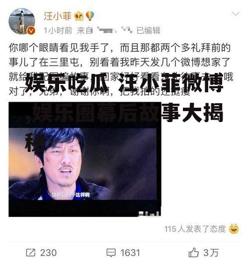 娱乐吃瓜 汪小菲微博,娱乐圈幕后故事大揭秘