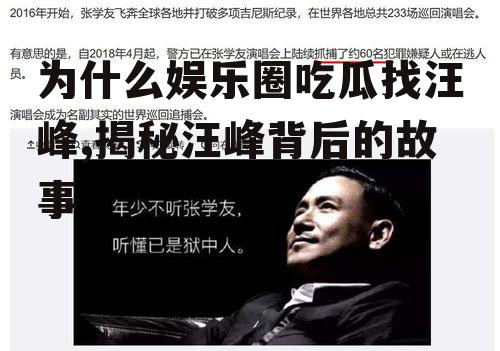 为什么娱乐圈吃瓜找汪峰,揭秘汪峰背后的故事