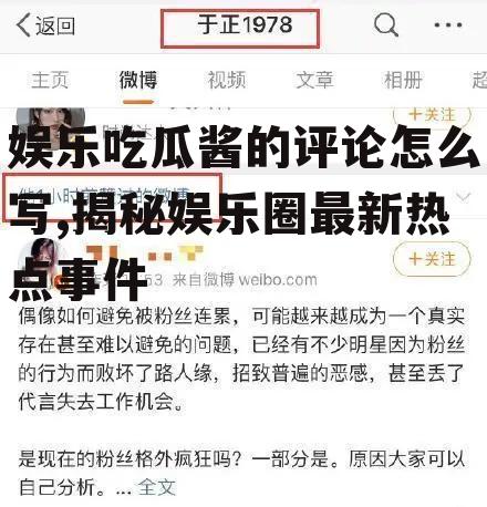 娱乐吃瓜酱的评论怎么写,揭秘娱乐圈最新热点事件