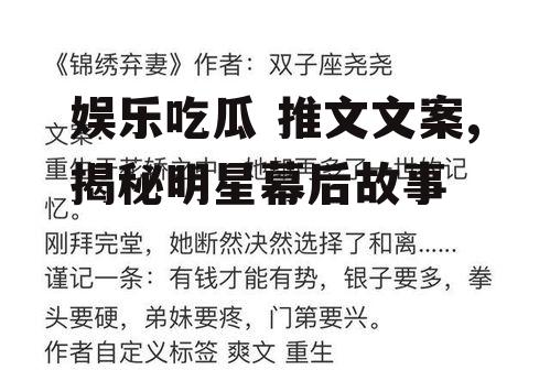 娱乐吃瓜 推文文案,揭秘明星幕后故事